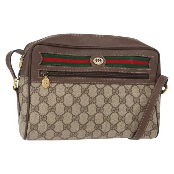 Gucci Handbags - GUCCI GG Supreme Web Sherry Line Bag PVC Beige Gold 56 02 088 Auth 156434